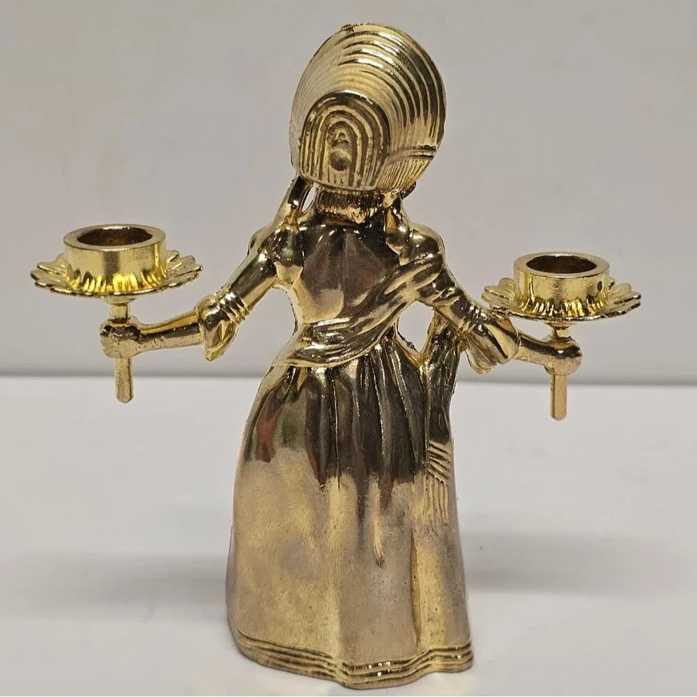 Antique Mary Gregory Gold Pewter Dinner Table Candle Holder Or Snuffer